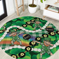 St Patrick's Day Palaka Hawaii Round Carpet Kukui Nut Pikake Lei Shamrock Dabbing Leprechaun