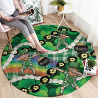 St Patrick's Day Palaka Hawaii Round Carpet Kukui Nut Pikake Lei Shamrock Dabbing Leprechaun