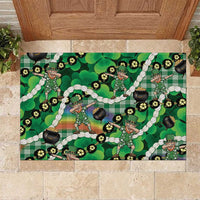 St Patrick's Day Palaka Hawaii Rubber Doormat Kukui Nut Pikake Lei Shamrock Dabbing Leprechaun LT14 Green - Polynesian Pride
