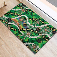 St Patrick's Day Palaka Hawaii Rubber Doormat Kukui Nut Pikake Lei Shamrock Dabbing Leprechaun LT14 - Polynesian Pride