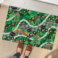 St Patrick's Day Palaka Hawaii Rubber Doormat Kukui Nut Pikake Lei Shamrock Dabbing Leprechaun LT14 - Polynesian Pride