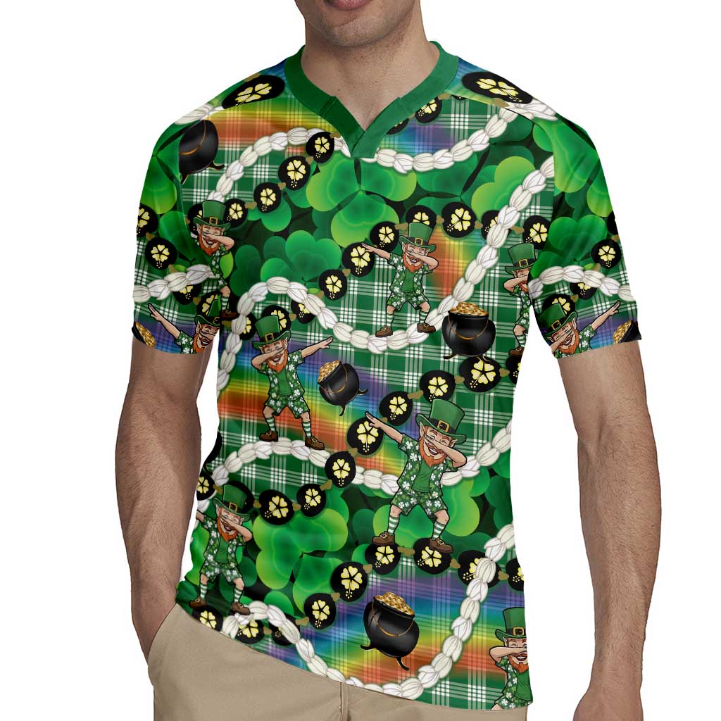 St Patrick's Day Palaka Hawaii Rugby Jersey Kukui Nut Pikake Lei Shamrock Dabbing Leprechaun