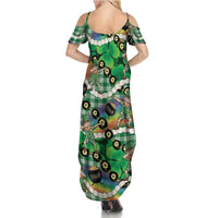 St Patrick's Day Palaka Hawaii Summer Maxi Dress Kukui Nut Pikake Lei Shamrock Dabbing Leprechaun