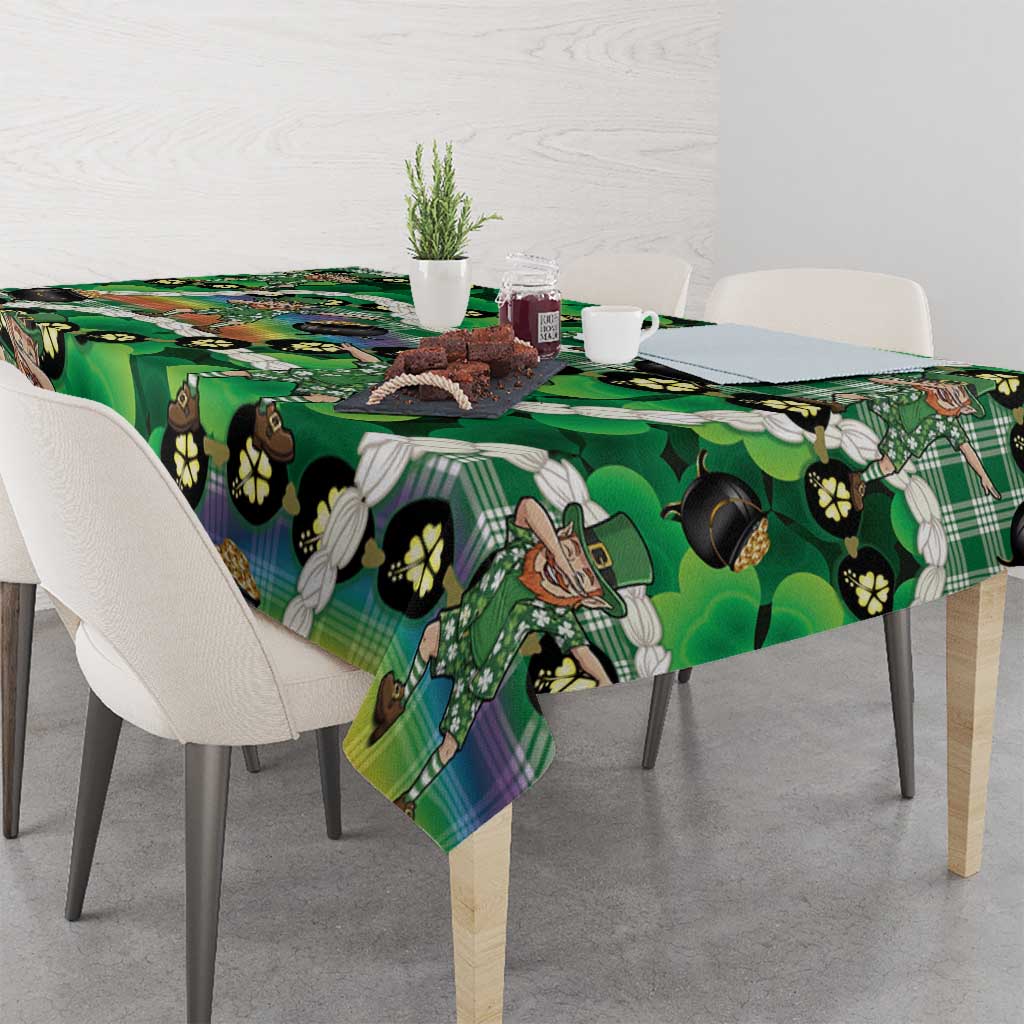 St Patrick's Day Palaka Hawaii Tablecloth Kukui Nut Pikake Lei Shamrock Dabbing Leprechaun LT14 - Polynesian Pride