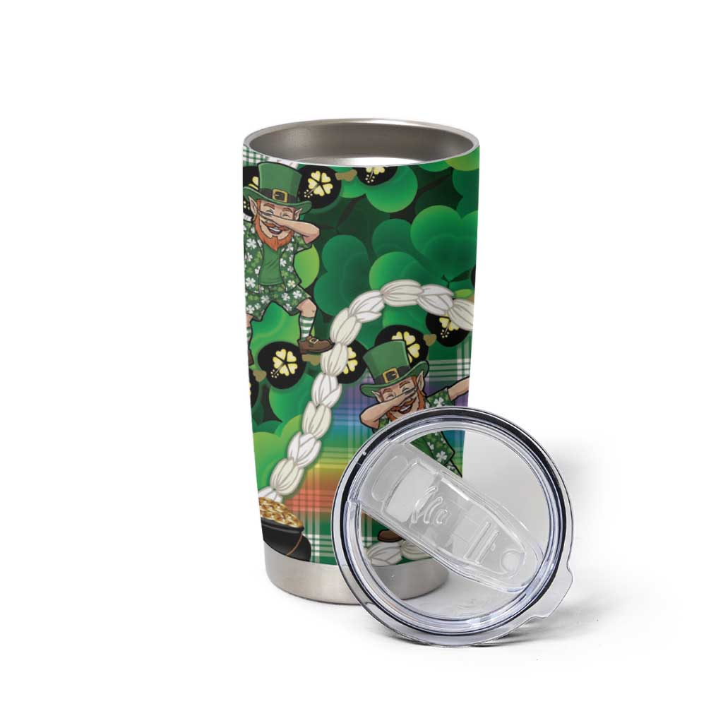 St Patrick's Day Palaka Hawaii Tumbler Cup Kukui Nut Pikake Lei Shamrock Dabbing Leprechaun