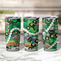 St Patrick's Day Palaka Hawaii Tumbler Cup Kukui Nut Pikake Lei Shamrock Dabbing Leprechaun