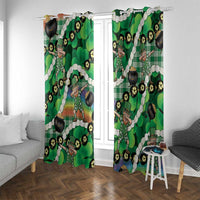 St Patrick's Day Palaka Hawaii Window Curtain Kukui Nut Pikake Lei Shamrock Dabbing Leprechaun