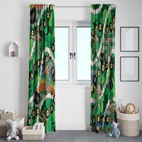 St Patrick's Day Palaka Hawaii Window Curtain Kukui Nut Pikake Lei Shamrock Dabbing Leprechaun