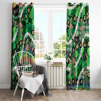 St Patrick's Day Palaka Hawaii Window Curtain Kukui Nut Pikake Lei Shamrock Dabbing Leprechaun