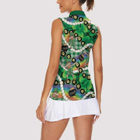 St Patrick's Day Palaka Hawaii Women Sleeveless Polo Shirt Kukui Nut Pikake Lei Shamrock Dabbing Leprechaun LT14 - Polynesian Pride