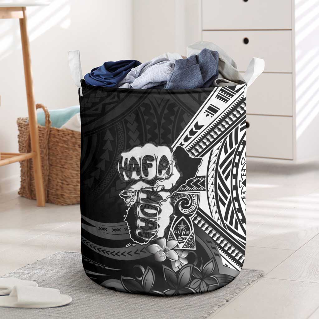 Hafa Adai Guam Discovery Day Laundry Basket Chamorro Latte Stone Hand Black Version