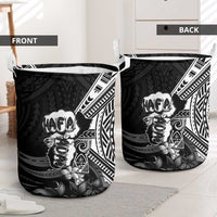 Hafa Adai Guam Discovery Day Laundry Basket Chamorro Latte Stone Hand Black Version