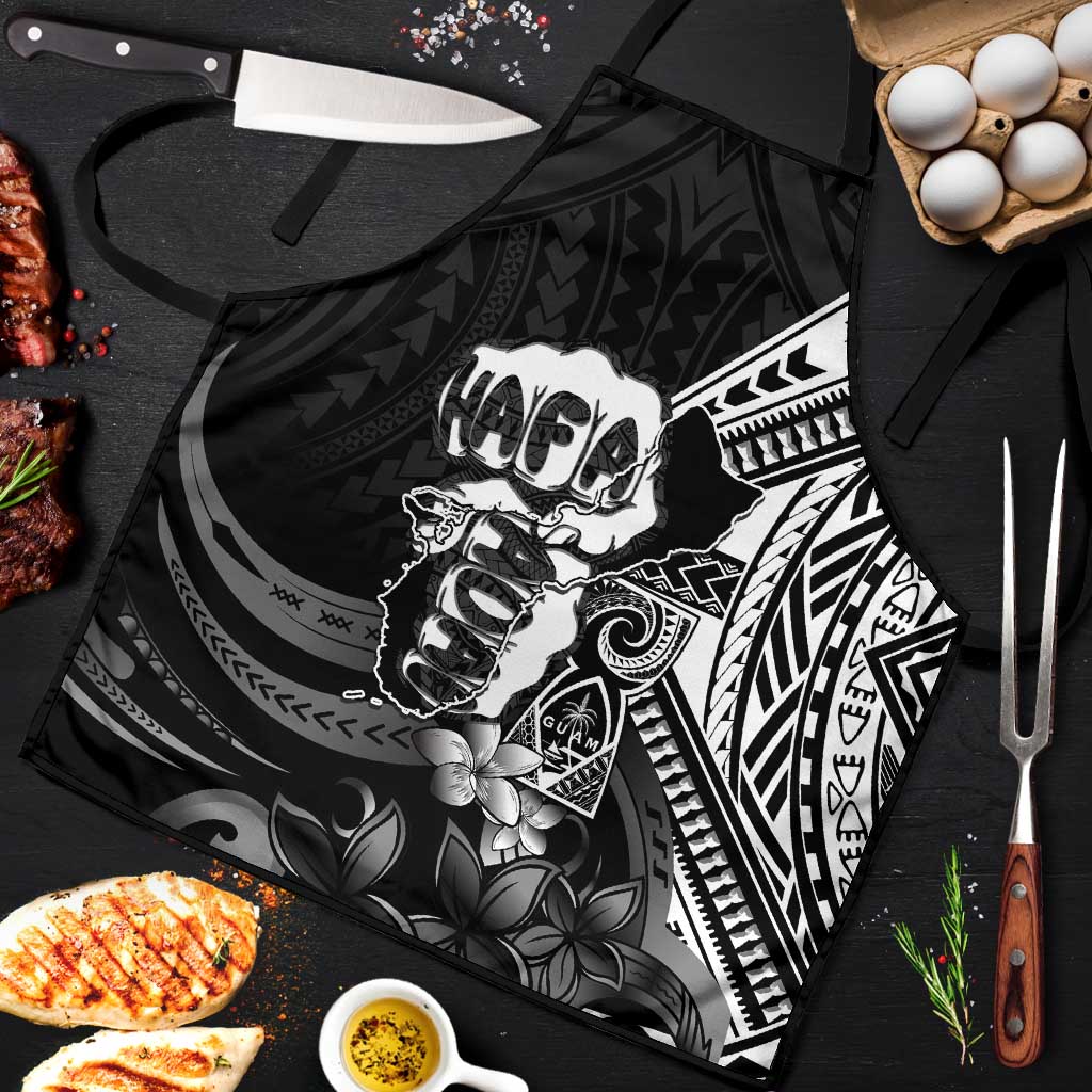 Hafa Adai Guam Discovery Day Apron Chamorro Latte Stone Hand Black Version