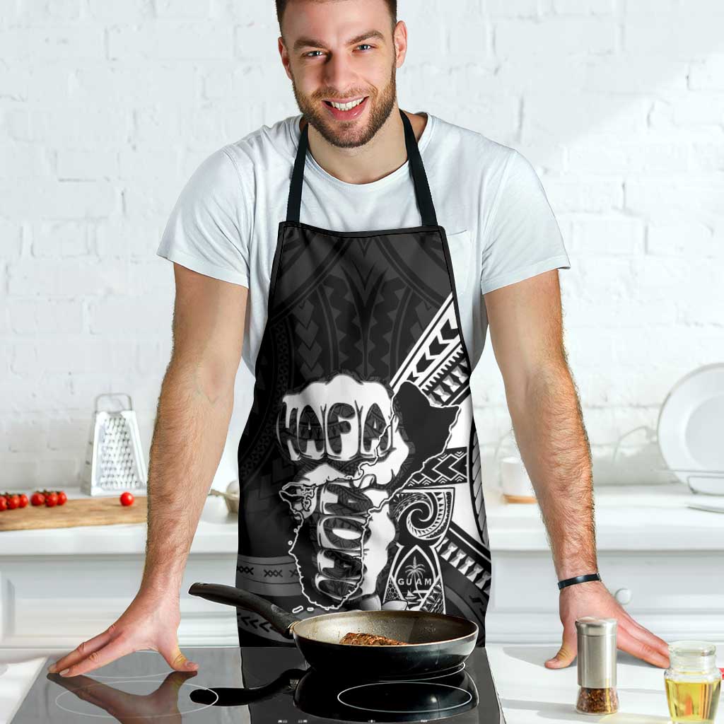 Hafa Adai Guam Discovery Day Apron Chamorro Latte Stone Hand Black Version