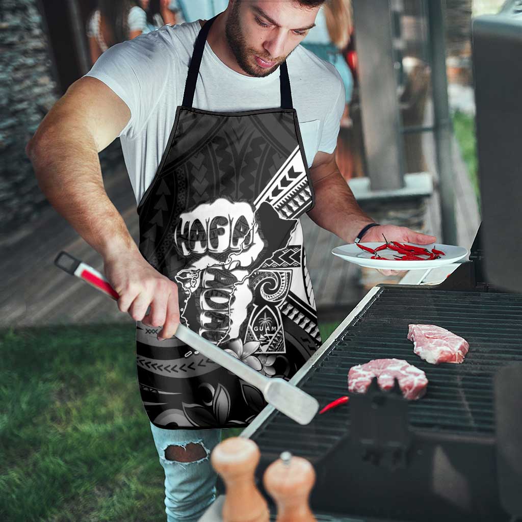 Hafa Adai Guam Discovery Day Apron Chamorro Latte Stone Hand Black Version