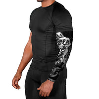 Hafa Adai Guam Discovery Day Arm Sleeves Chamorro Latte Stone Hand Black Version