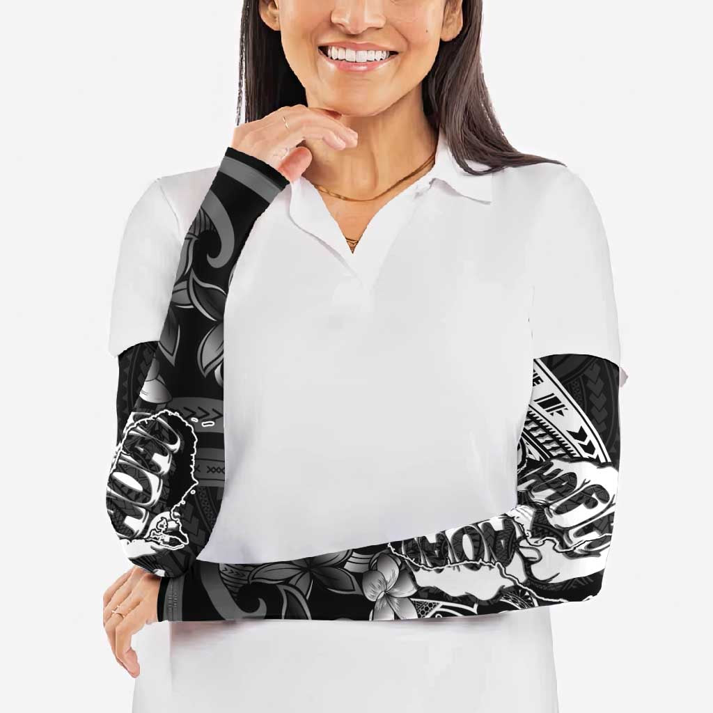 Hafa Adai Guam Discovery Day Arm Sleeves Chamorro Latte Stone Hand Black Version