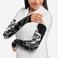 Hafa Adai Guam Discovery Day Arm Sleeves Chamorro Latte Stone Hand Black Version