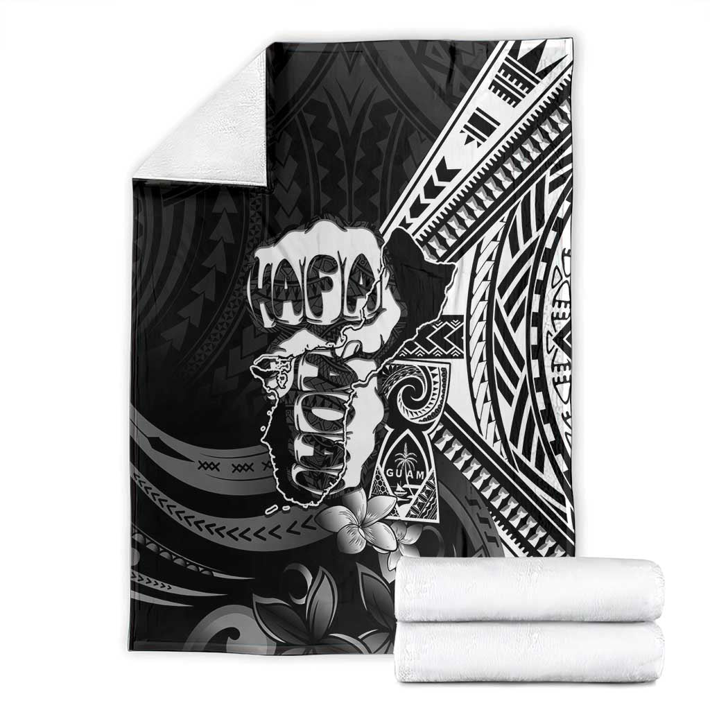 Hafa Adai Guam Discovery Day Blanket Chamorro Latte Stone Hand Black Version
