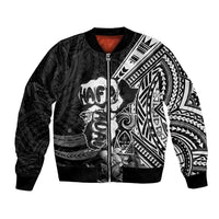 Hafa Adai Guam Discovery Day Bomber Jacket Chamorro Latte Stone Hand Black Version