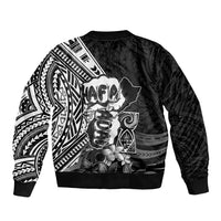 Hafa Adai Guam Discovery Day Bomber Jacket Chamorro Latte Stone Hand Black Version