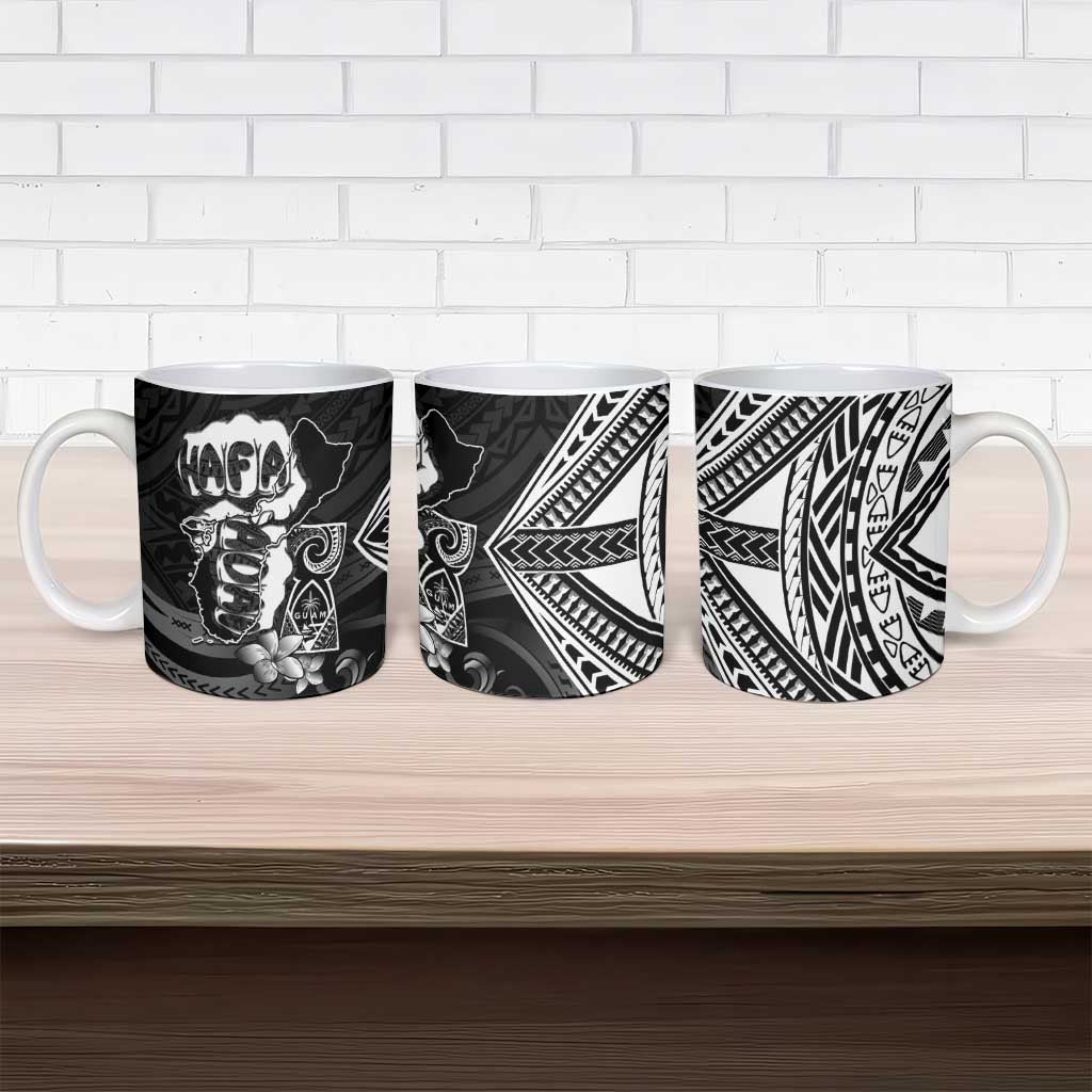 Hafa Adai Guam Discovery Day Ceramic Mug Chamorro Latte Stone Hand Black Version