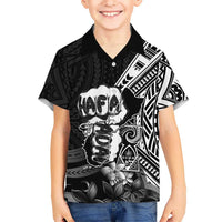 Hafa Adai Guam Discovery Day Family Matching Off Shoulder Maxi Dress and Hawaiian Shirt Chamorro Latte Stone Hand Black Version LT14 Son's Shirt Black - Polynesian Pride