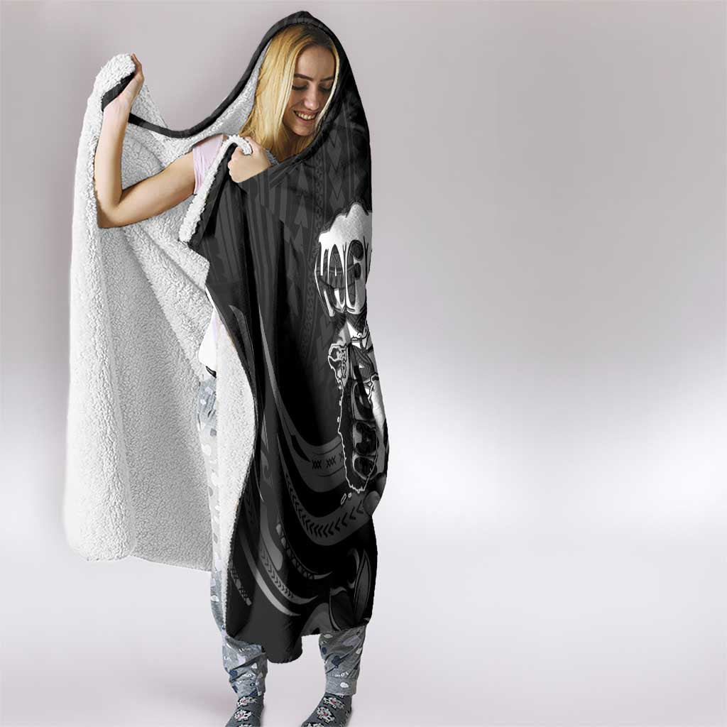 Hafa Adai Guam Discovery Day Hooded Blanket Chamorro Latte Stone Hand Black Version