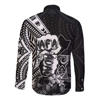 Hafa Adai Guam Discovery Day Long Sleeve Button Shirt Chamorro Latte Stone Hand Black Version