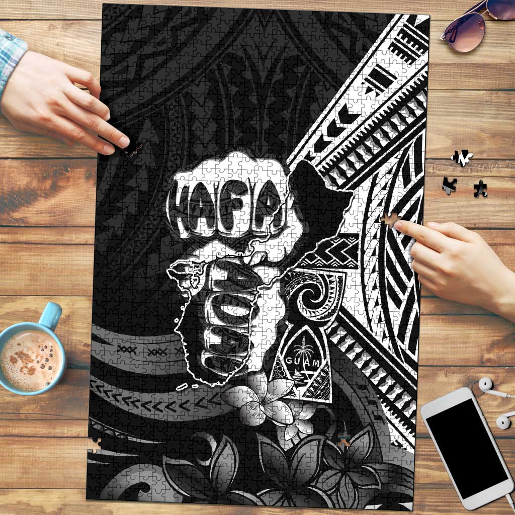 Hafa Adai Guam Discovery Day Puzzle Chamorro Latte Stone Hand Black Version