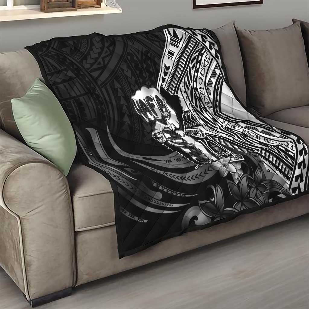 Hafa Adai Guam Discovery Day Quilt Chamorro Latte Stone Hand Black Version