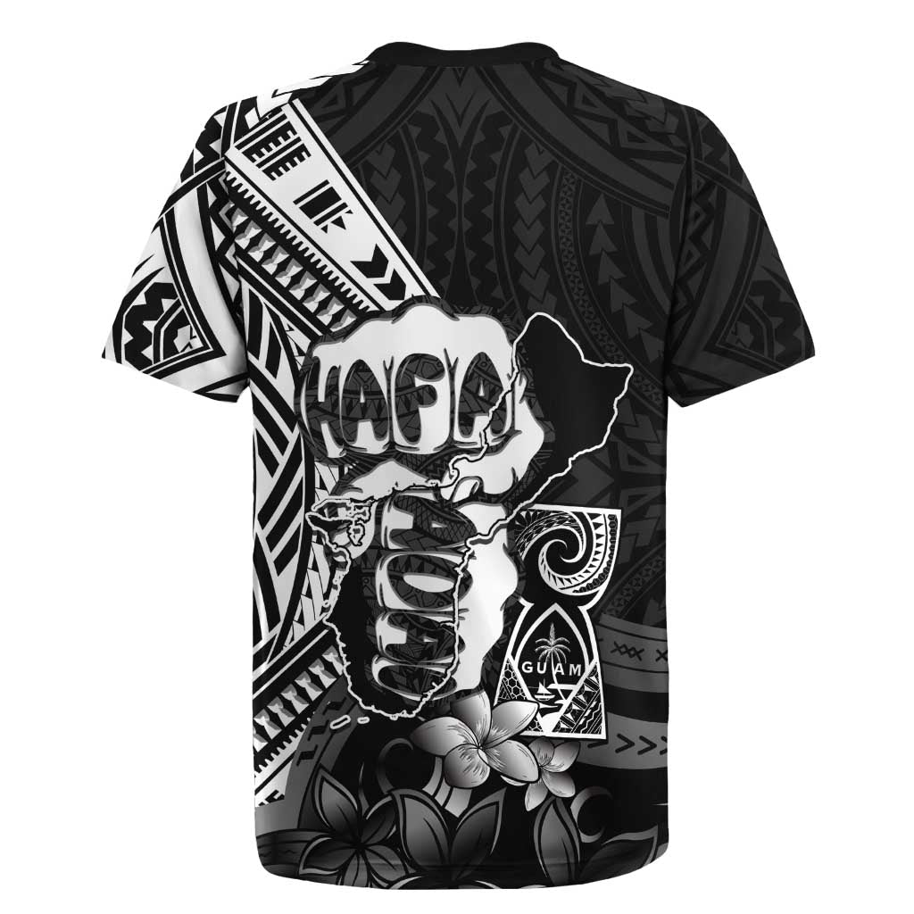 Hafa Adai Guam Discovery Day Rugby Jersey Chamorro Latte Stone Hand Black Version LT14 - Polynesian Pride