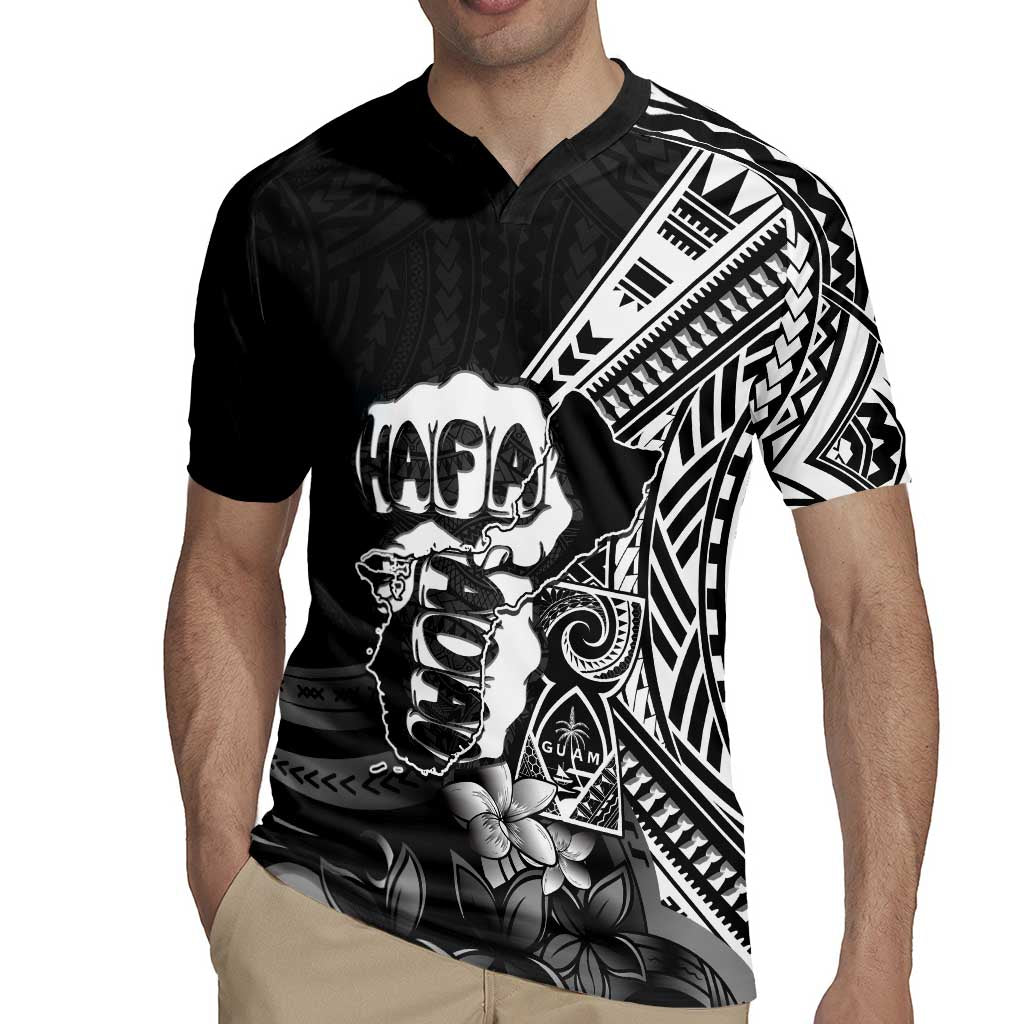 Hafa Adai Guam Discovery Day Rugby Jersey Chamorro Latte Stone Hand Black Version LT14 - Polynesian Pride