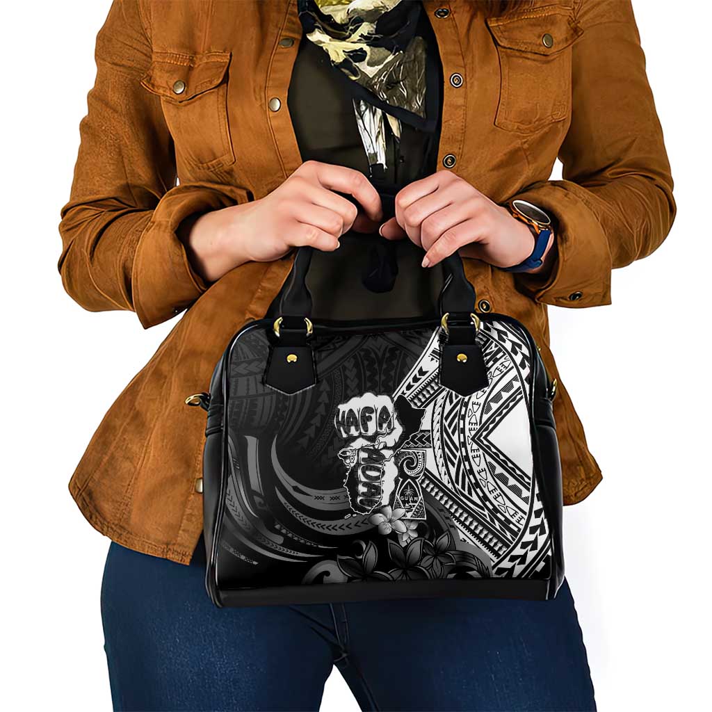 Hafa Adai Guam Discovery Day Shoulder Handbag Chamorro Latte Stone Hand Black Version LT14 - Polynesian Pride