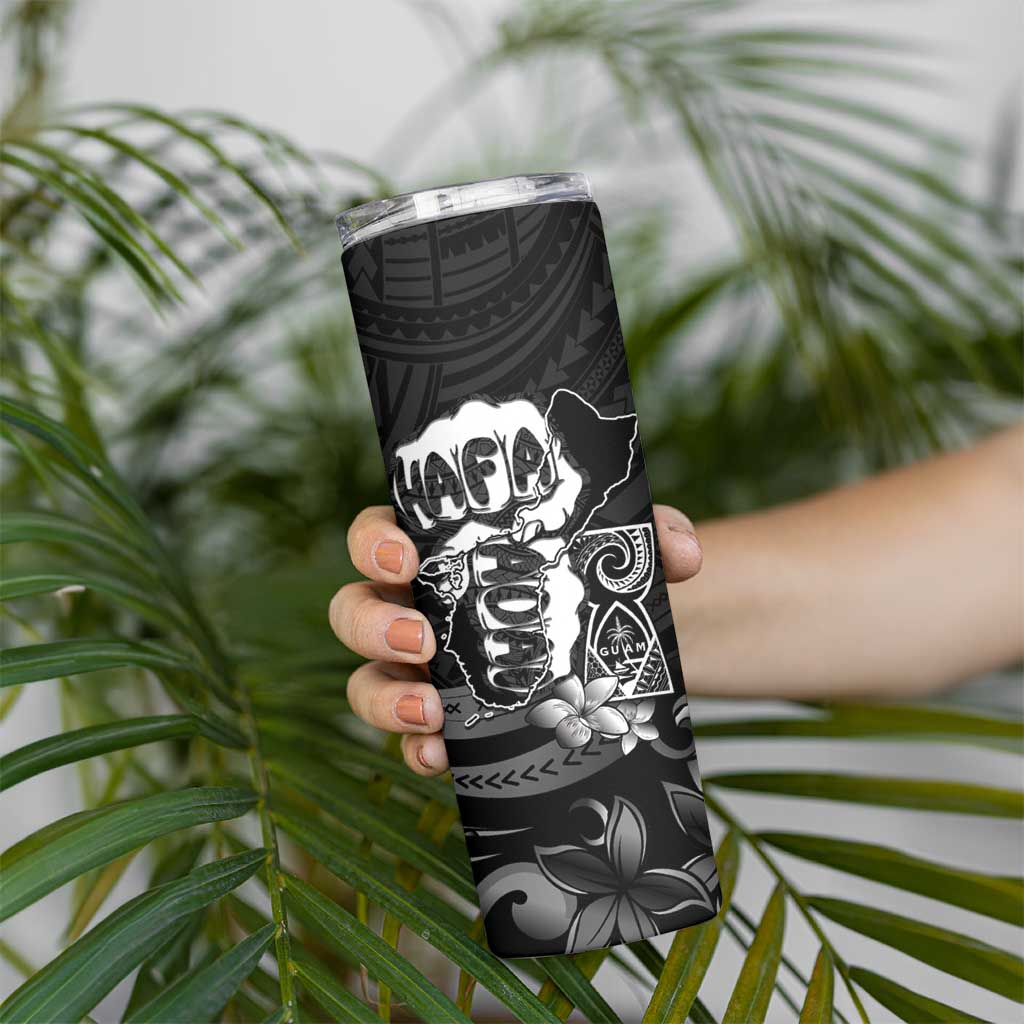 Hafa Adai Guam Discovery Day Skinny Tumbler Chamorro Latte Stone Hand Black Version LT14 - Polynesian Pride