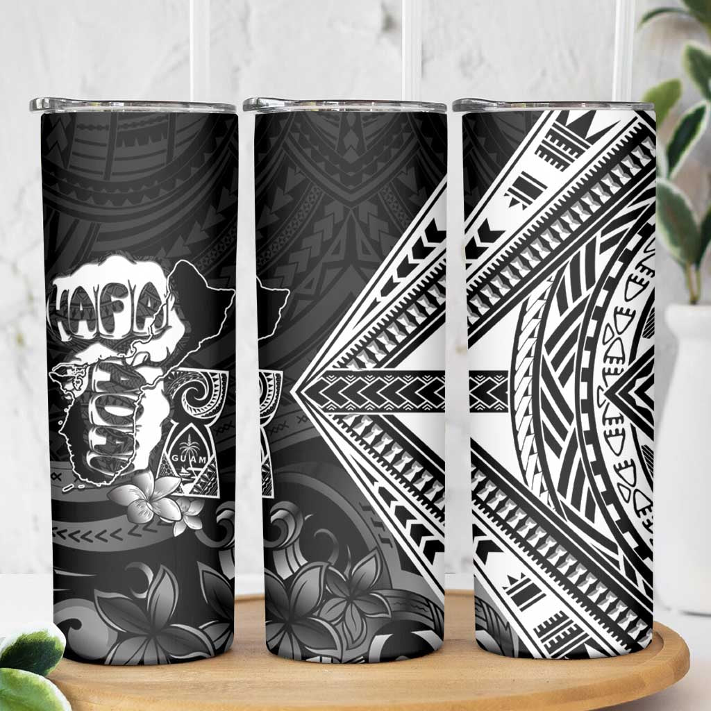 Hafa Adai Guam Discovery Day Skinny Tumbler Chamorro Latte Stone Hand Black Version LT14 - Polynesian Pride