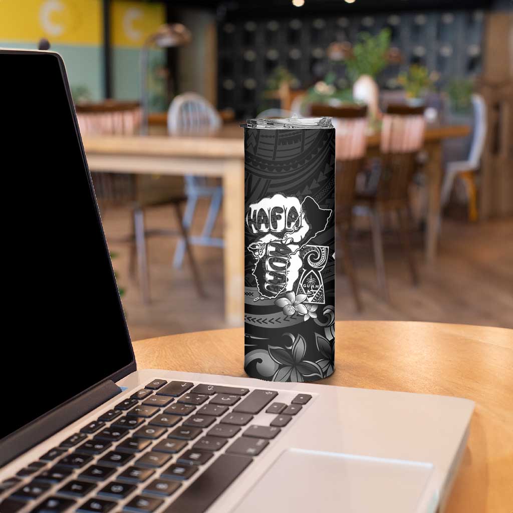 Hafa Adai Guam Discovery Day Skinny Tumbler Chamorro Latte Stone Hand Black Version LT14 - Polynesian Pride