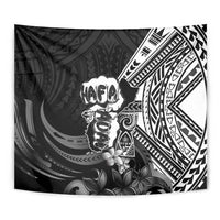 Hafa Adai Guam Discovery Day Tapestry Chamorro Latte Stone Hand Black Version