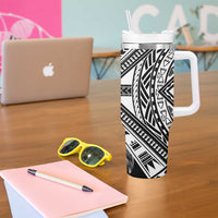 Hafa Adai Guam Discovery Day Tumbler With Handle Chamorro Latte Stone Hand Black Version LT14 - Polynesian Pride