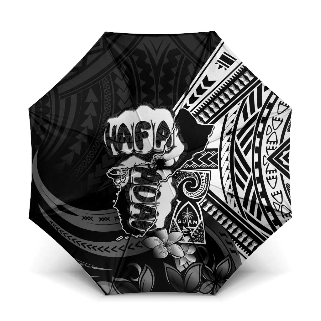 Hafa Adai Guam Discovery Day Umbrella Chamorro Latte Stone Hand Black Version