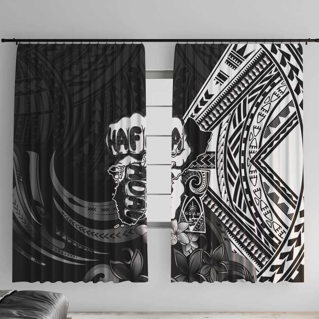 Hafa Adai Guam Discovery Day Window Curtain Chamorro Latte Stone Hand Black Version
