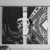 Hafa Adai Guam Discovery Day Window Curtain Chamorro Latte Stone Hand Black Version