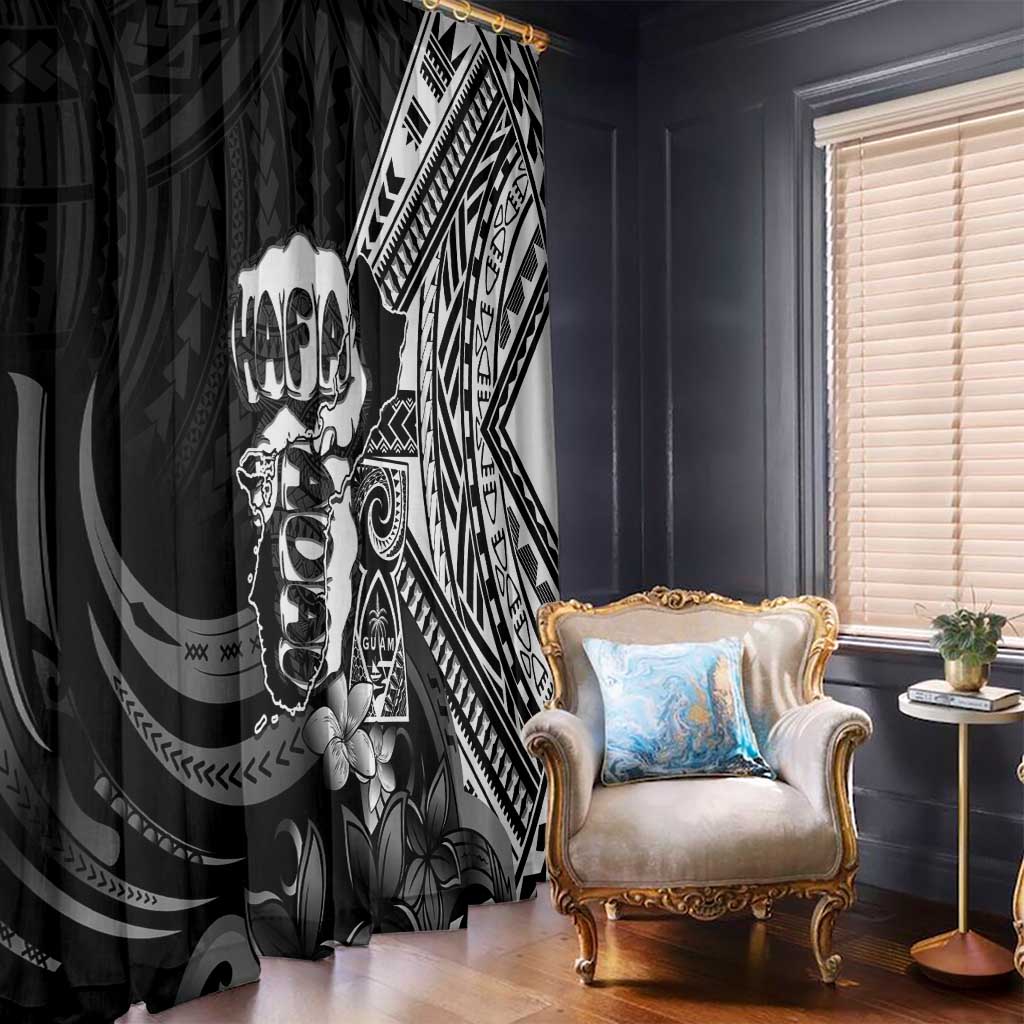 Hafa Adai Guam Discovery Day Window Curtain Chamorro Latte Stone Hand Black Version