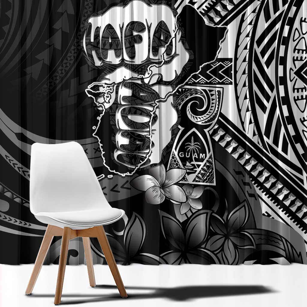 Hafa Adai Guam Discovery Day Window Curtain Chamorro Latte Stone Hand Black Version