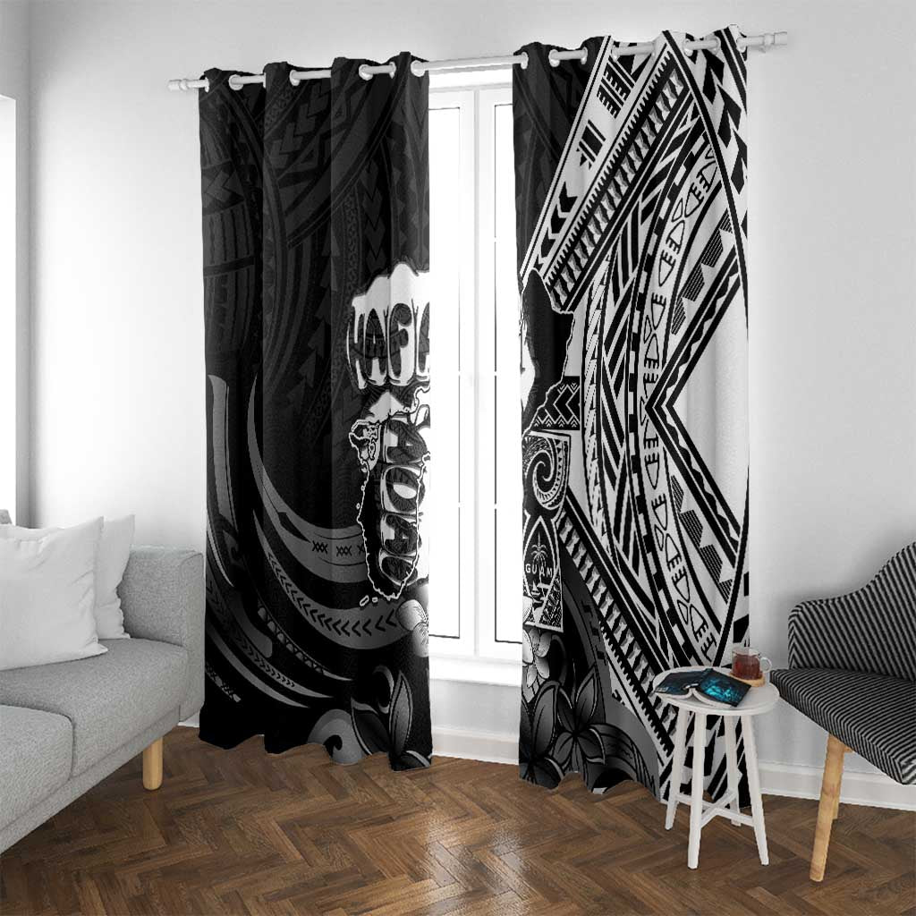 Hafa Adai Guam Discovery Day Window Curtain Chamorro Latte Stone Hand Black Version