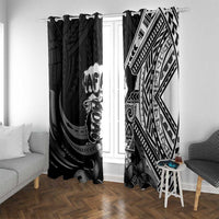 Hafa Adai Guam Discovery Day Window Curtain Chamorro Latte Stone Hand Black Version