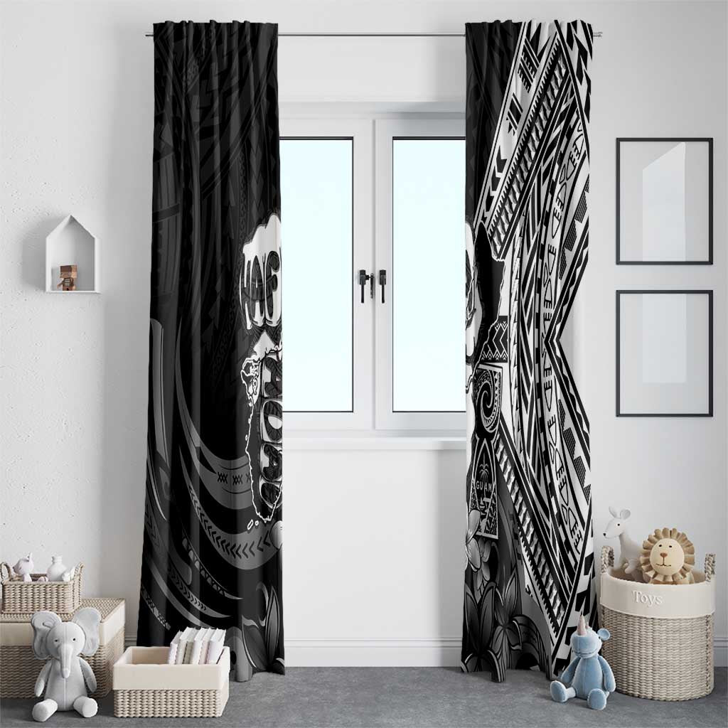 Hafa Adai Guam Discovery Day Window Curtain Chamorro Latte Stone Hand Black Version