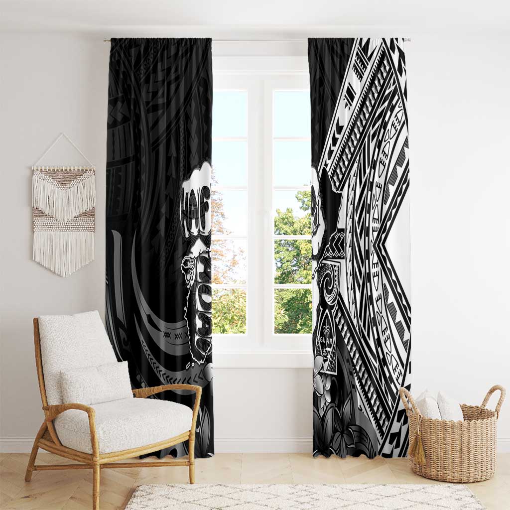 Hafa Adai Guam Discovery Day Window Curtain Chamorro Latte Stone Hand Black Version