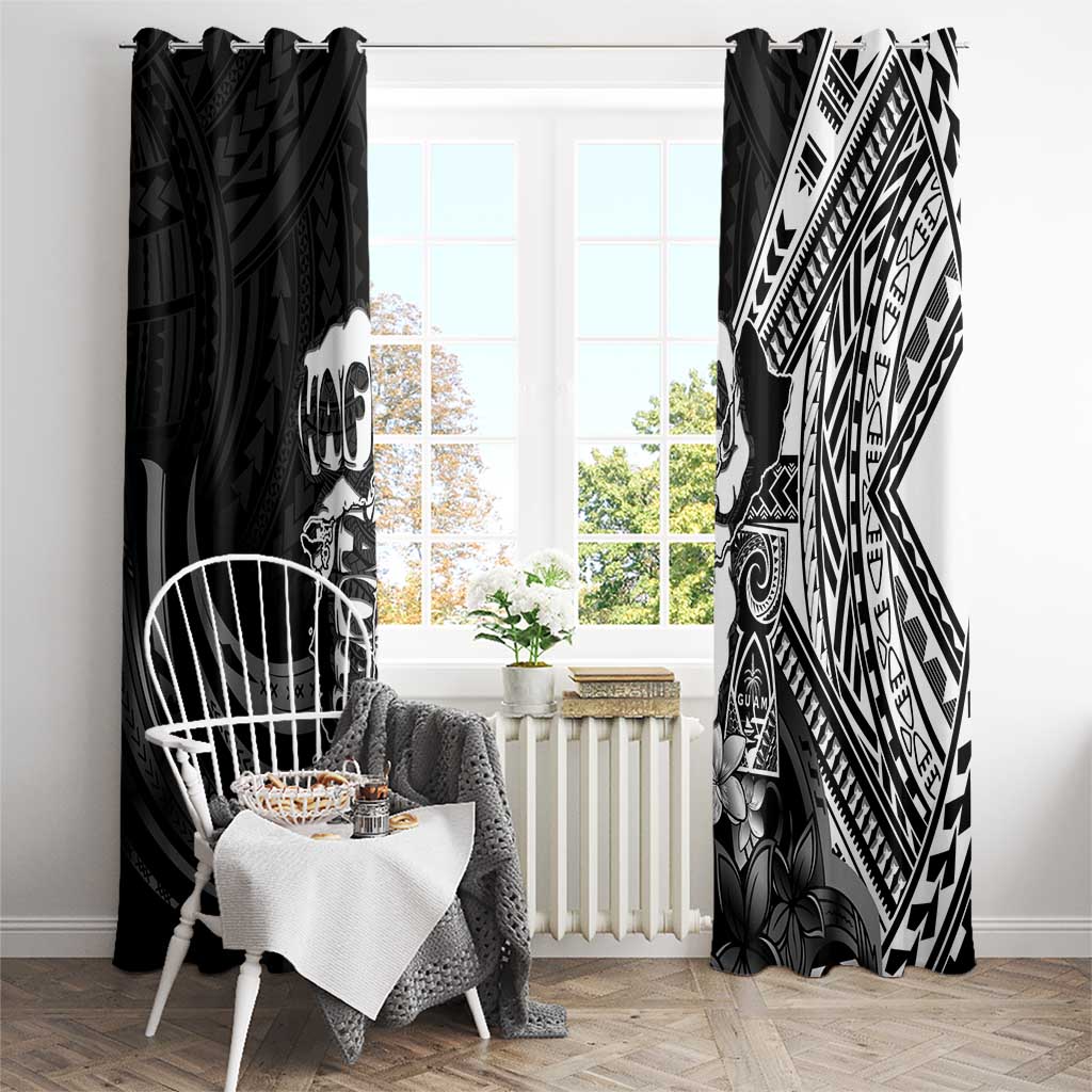 Hafa Adai Guam Discovery Day Window Curtain Chamorro Latte Stone Hand Black Version