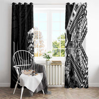 Hafa Adai Guam Discovery Day Window Curtain Chamorro Latte Stone Hand Black Version
